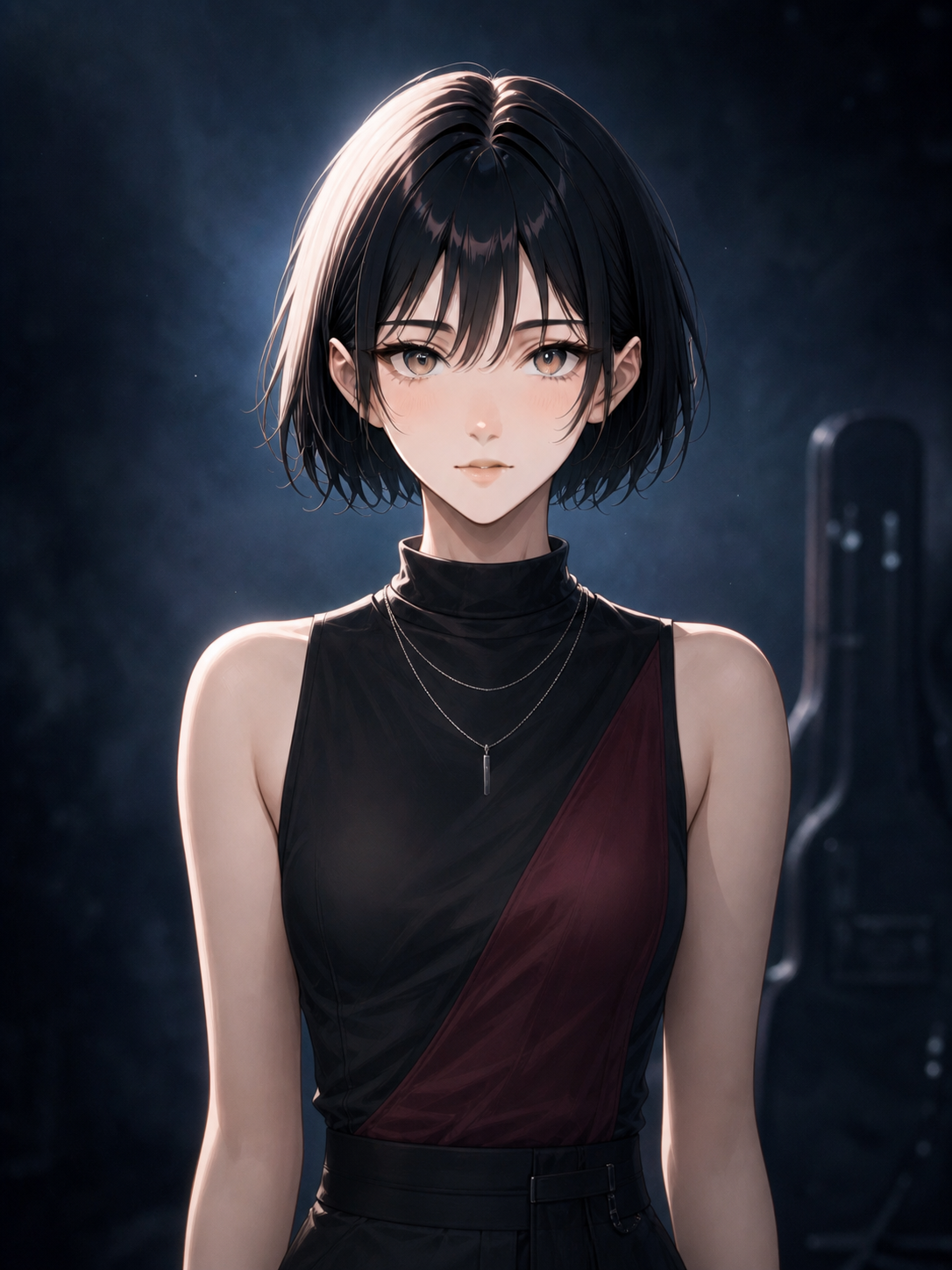 Hiyori Komiya, VEIL's bassist, in a stage portrait