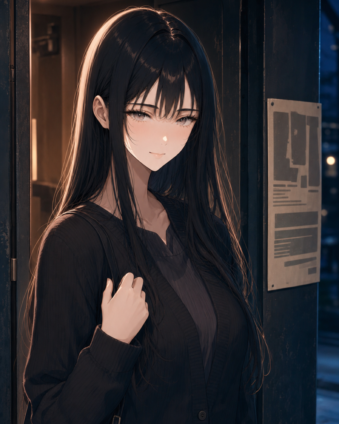 Reina restores her practiced smile near the exit of the small live-music club.